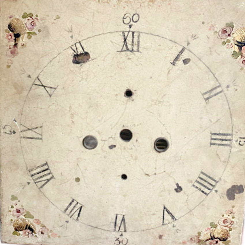 antique french hand painted clock face numerals detail  