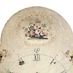 romantic antique clock face with painted roses and patina