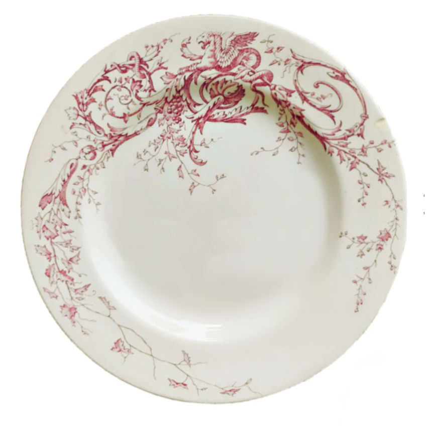 Belle Époque Griffin pattern plates with scrolling vines and berries