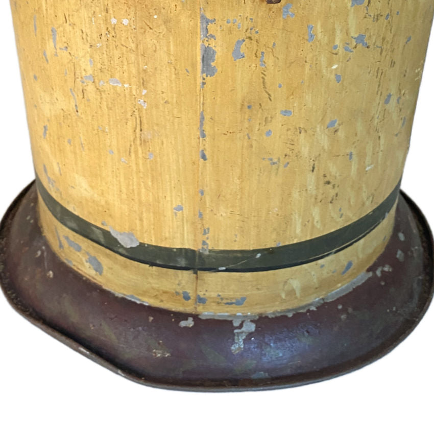 Antique French tole vessel aged patina paint loss exposed tin base