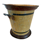 Antique French tole cachepot faux bois painted metal jardinière