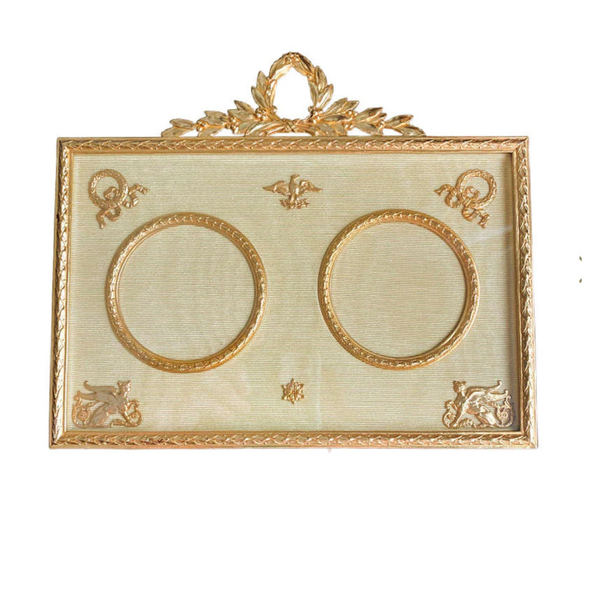 Antique French Gilded Bronze Double Photograph / Picture Frame