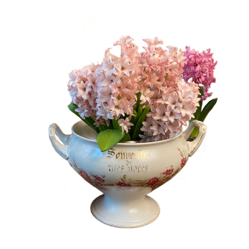 19th Century French Bridal Pink Floral Tureen