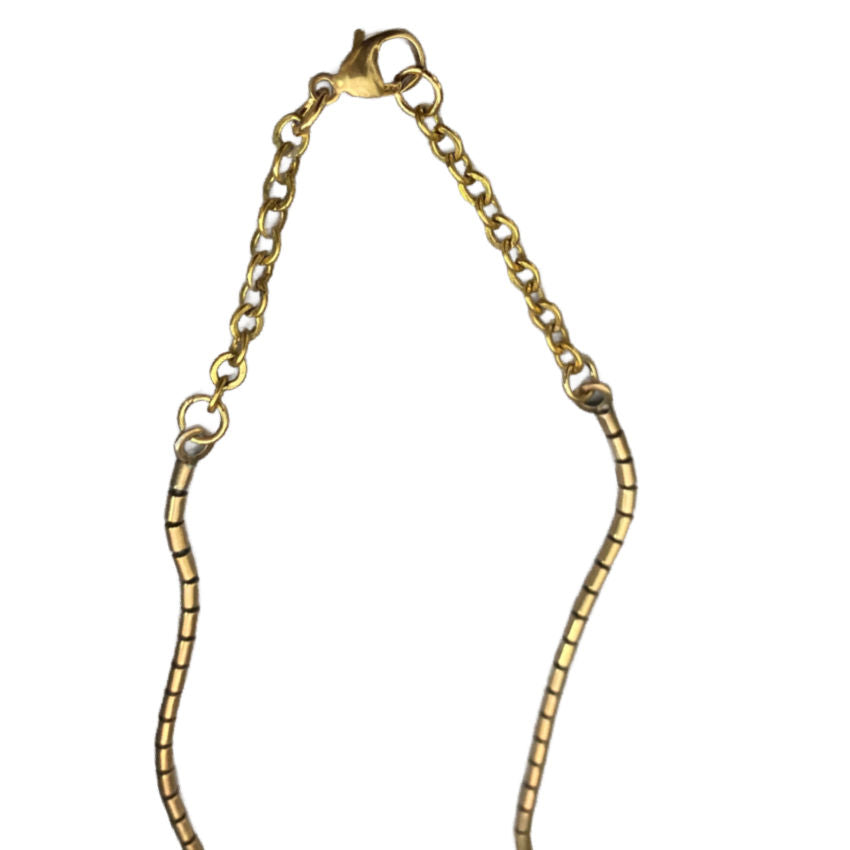 Antique crescent moon locket necklace on gold-filled chain