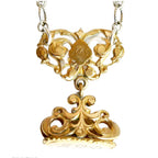 Antique Edwardian watch fob necklace with monogram JPD and engraved 1905 heart. A romantic heirloom jewel rich with history, character, and enduring elegance.
