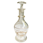 Antique Bohemian glass decanter floral cartouche Zum Andenken etched leaf bands