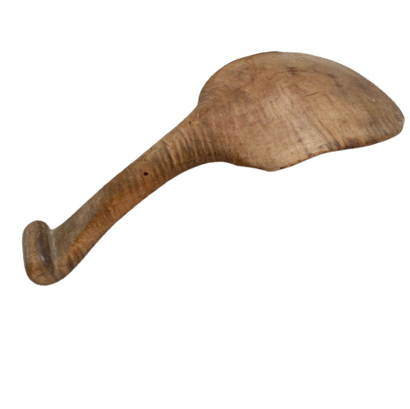 Antique Hand Carved Wood Butter Paddle with Bird's Beak Handle