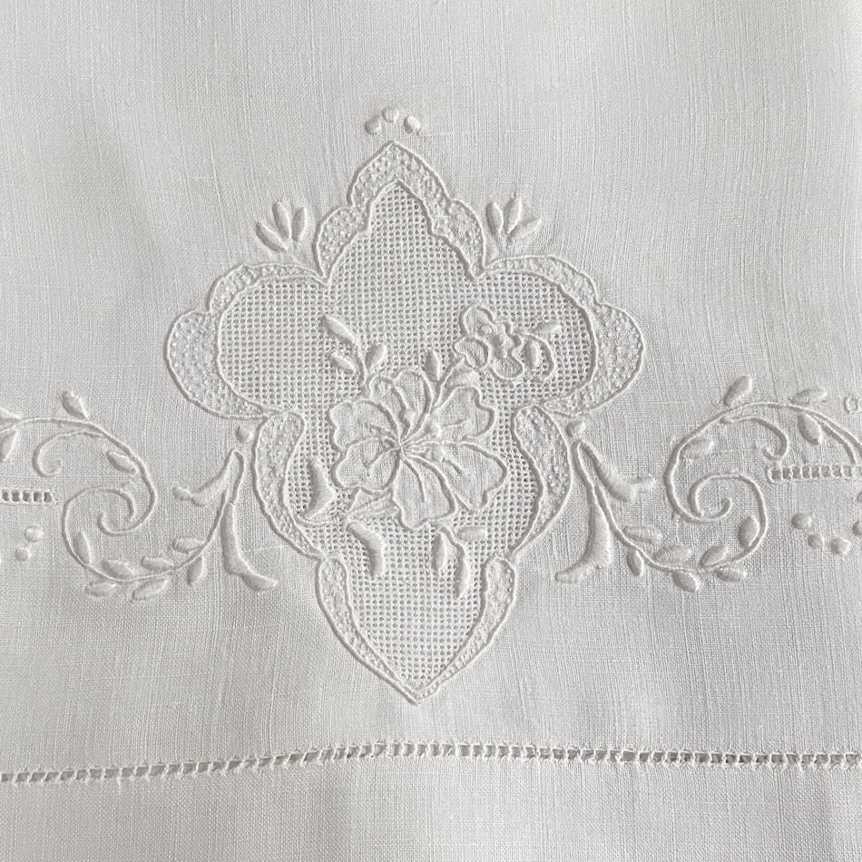 Antique Hand Embroidered Appenzell Towels Pair