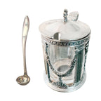 Antique Hotel Deshler hotel silver mustard pot and  serving spoon