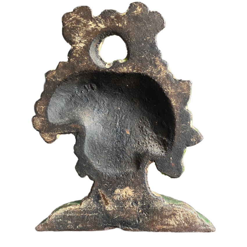 Collectible Hubley iron doorstop French cottage style floral design back view