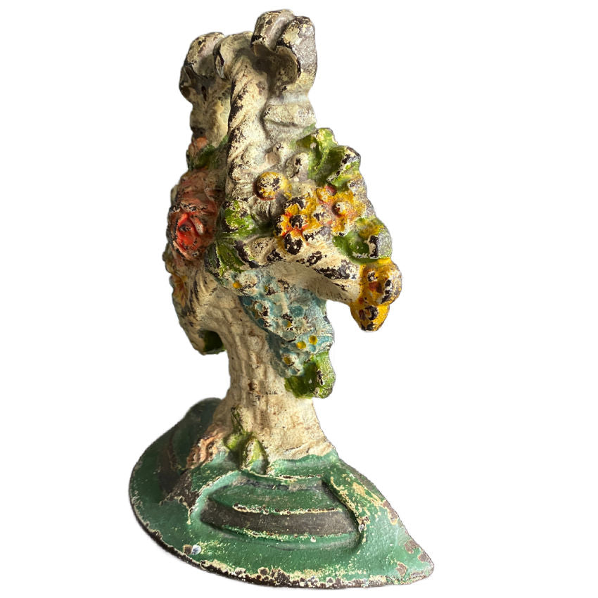 Vintage Hubley floral basket doorstop French inspired cast iron