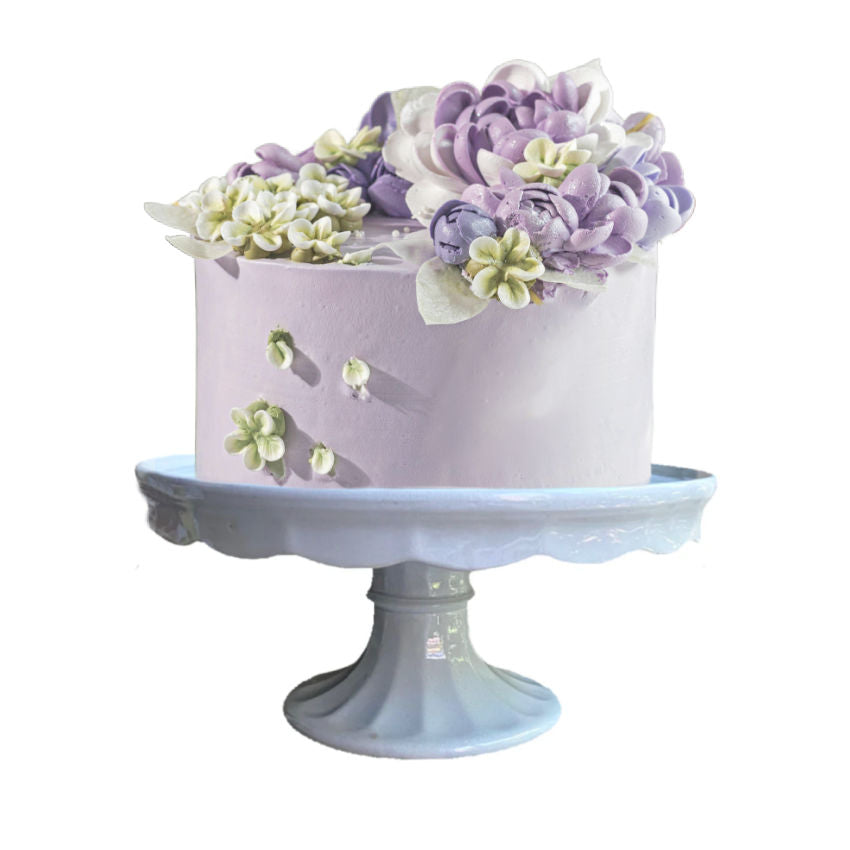 Rare Antique Ironstone cake pedestal displaying a wedding cake