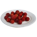 antique platter rim detail leaf and berry border aged ironstone glaze texture with plums
