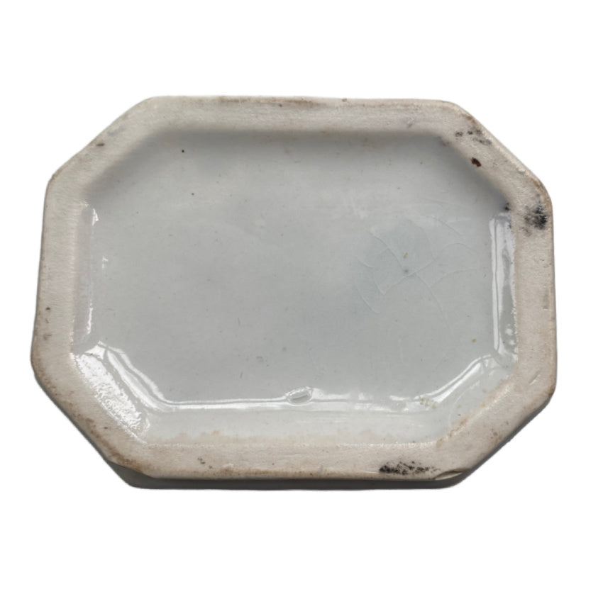 Antique Ironstone Soap Dish with Mulberry Black Design