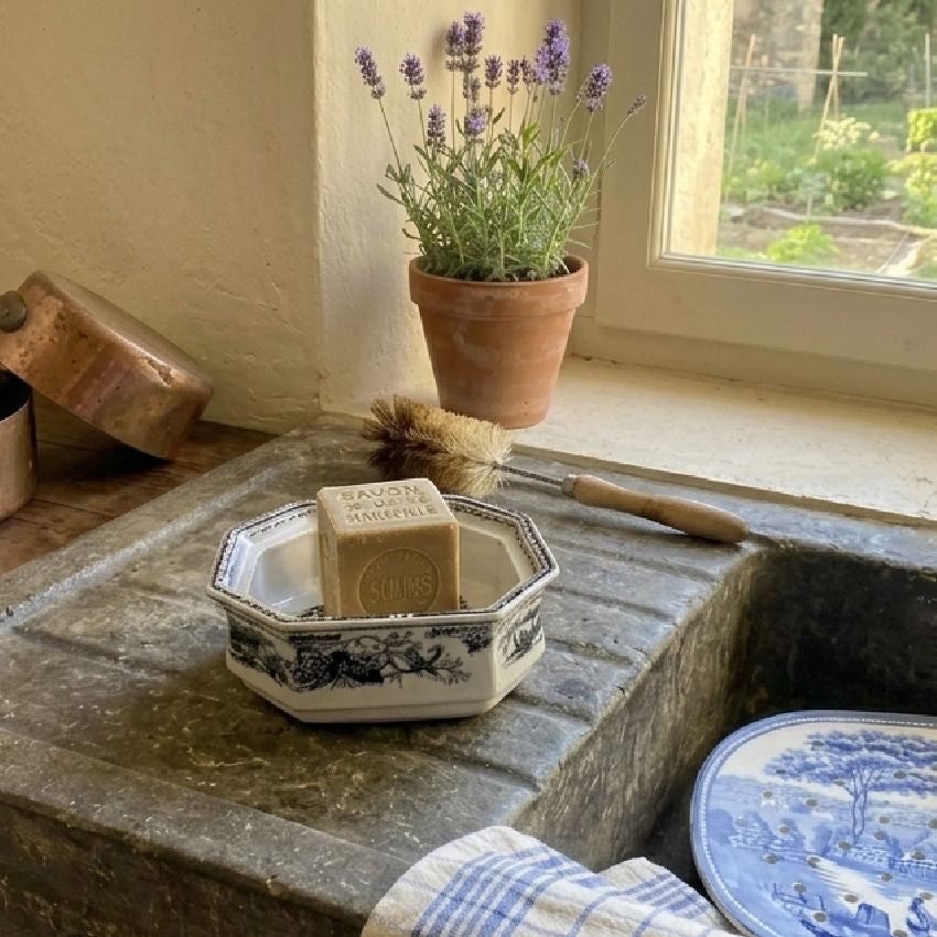 Antique Ironstone Soap Dish with Mulberry Black Design