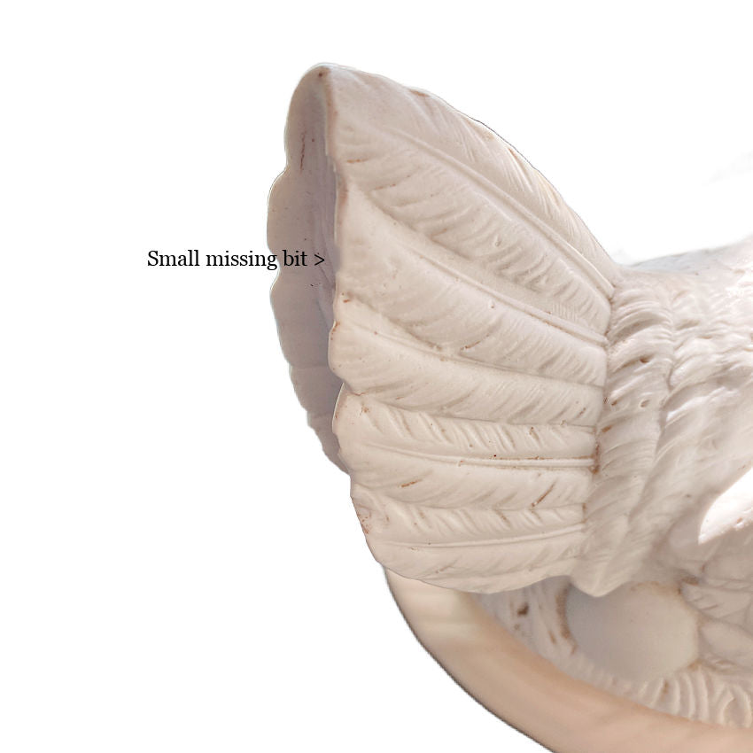 antique Hammersley & Co Staffordshire hen on eggs tureen, early 20th-century English porcelain, pristine inside with a minute feather chip visible on exterior, collectible piece