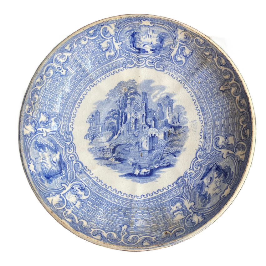 19th century English ironstone saucer with Abbey pattern, Livesley Powell & Co., mid-Victorian collectible saucer.