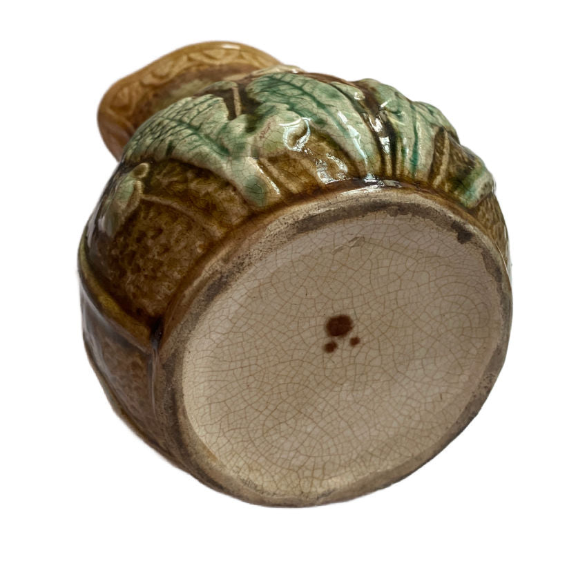 Antique Majolica Pitcher with Flowers and Butterflies