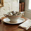 Antique Old Paris Porcelain Sauceboat with Orange & Gold