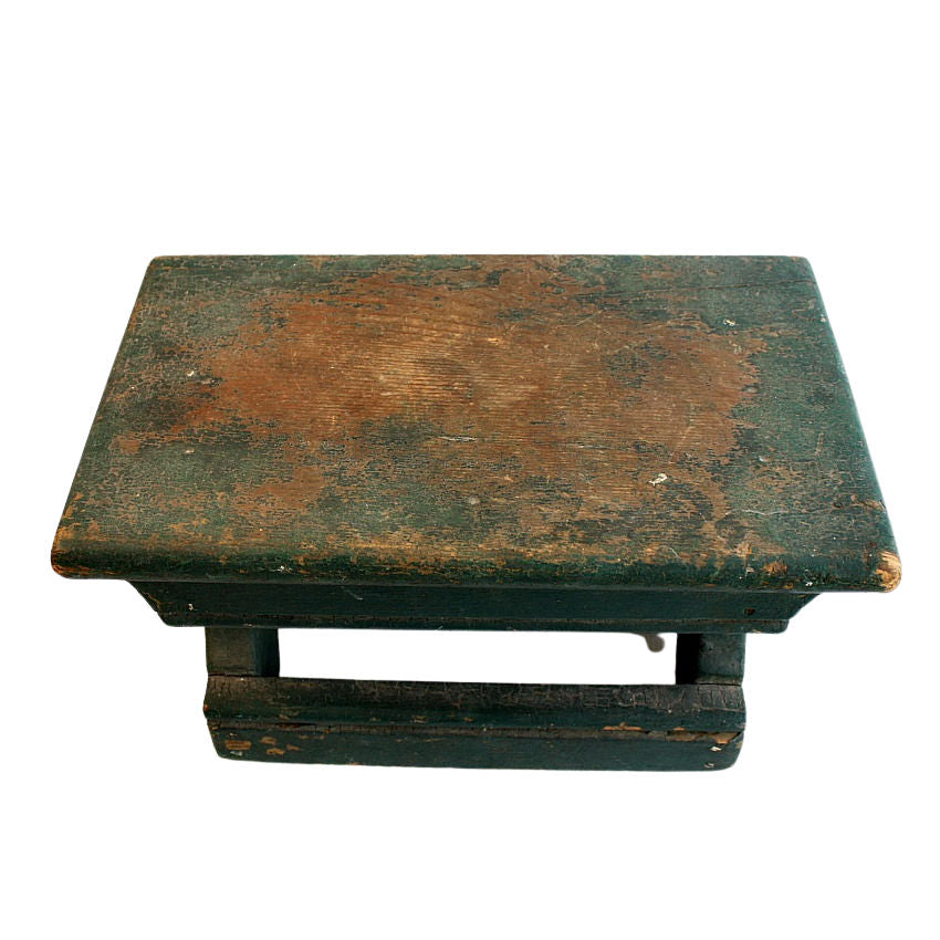 French country green paint stool
