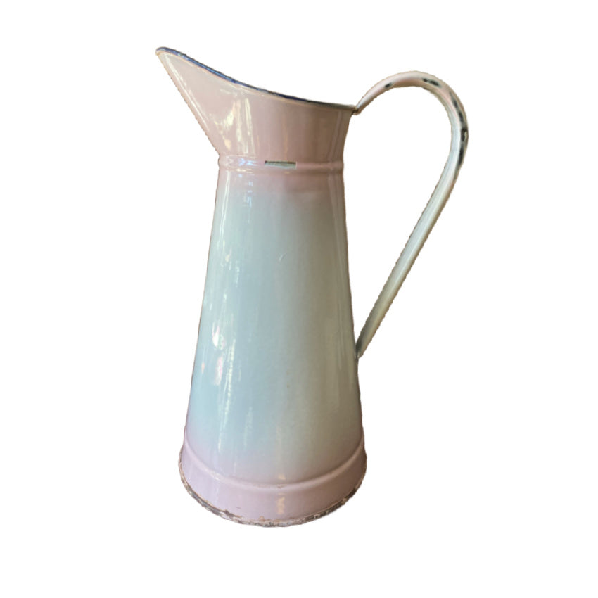 Antique Pink French Enamelware Large Pitcher