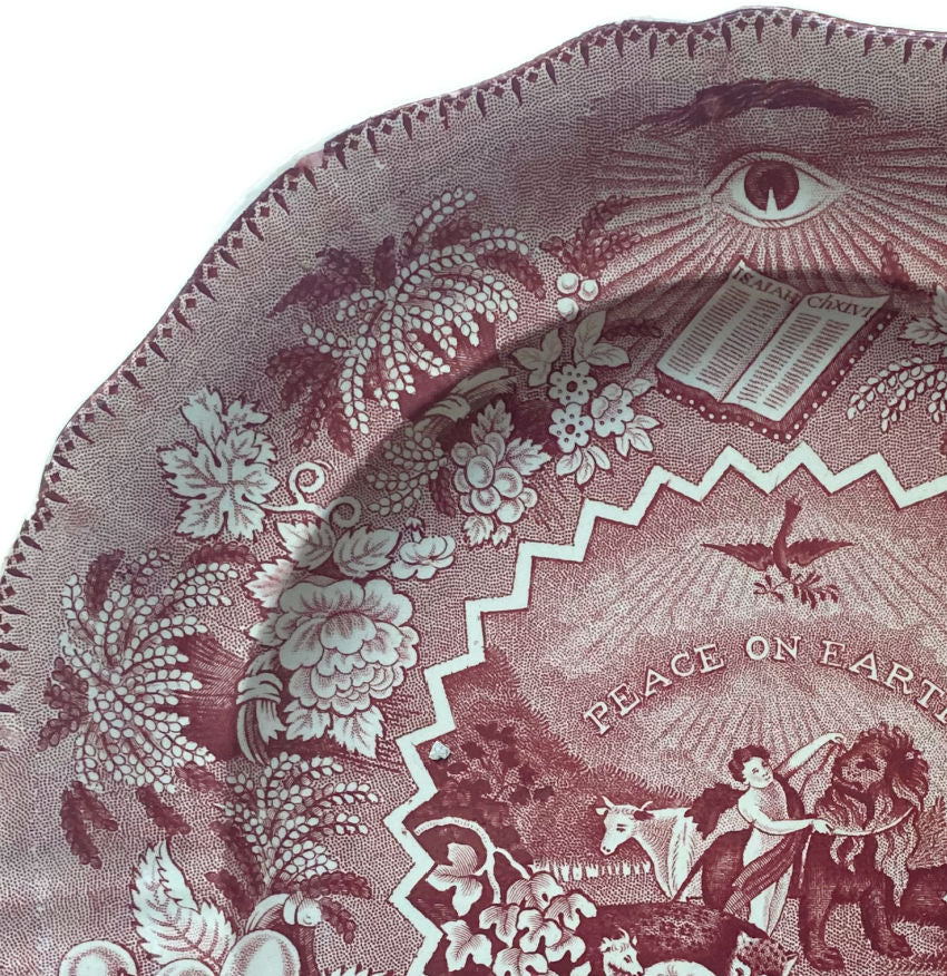 Antique Pink Red Staffordshire Transfer Plate R Stevenson & Son