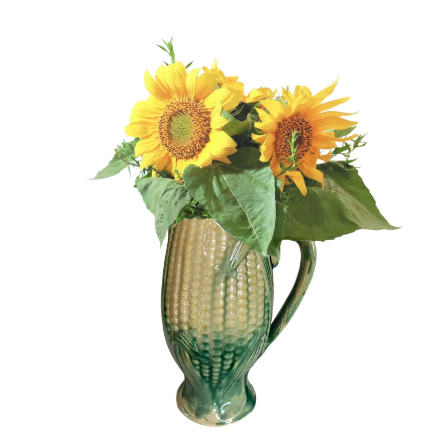 Antique Victorian Majolica Corn Pitcher