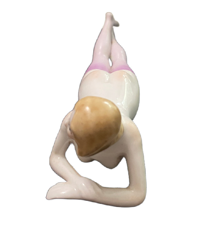 Antique Porcelain Bathing Beauty Figurine with Lavender Stockings | Art Deco Charm