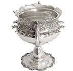 19th century American silver suar bowl and spoon holder handled detail