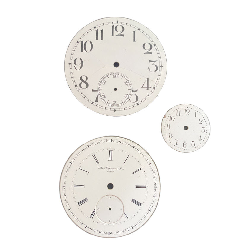 Antique Set of Enameled Pocket and Watch Faces Set of Three