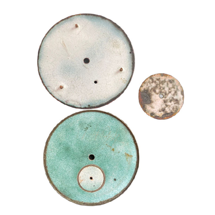 Antique Set of Enameled Pocket and Watch Faces Set of Three