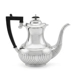 Bright untouched silverplate coffee pot ribbed detail