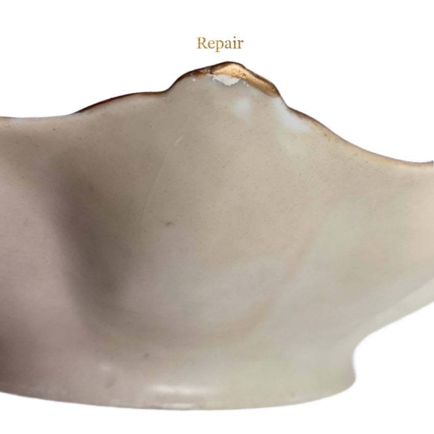 Antique Signed Hand-Painted Limoges Porcelain Cherub Bowl by Jean Pouyat Limoges with Gilt Lily Pad Handles