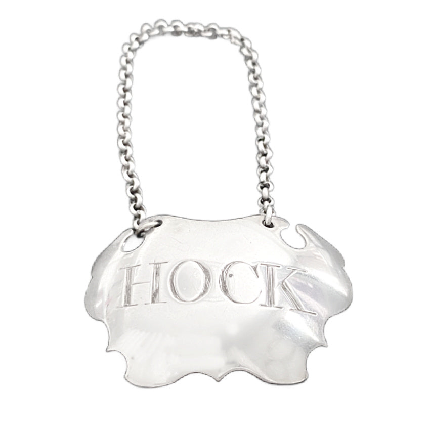 Antique Silver Plain Escutcheon Wine Label Hock