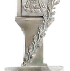 Antique silvered holy water font patina detail Mariazell Virgin Mary devotional wall piece