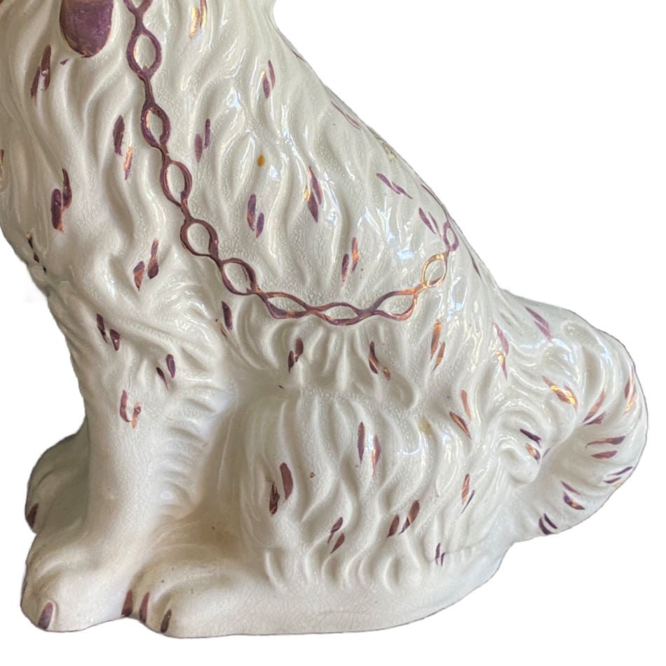 English Staffordshire animal figure for a collected home fur and chain details