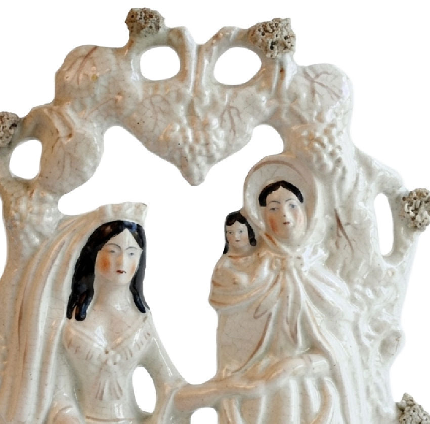 Staffordshire bocage figure group with soft aged patina and charm