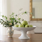 Styled antique Staffordshire ironstone pedestal compote with fruit