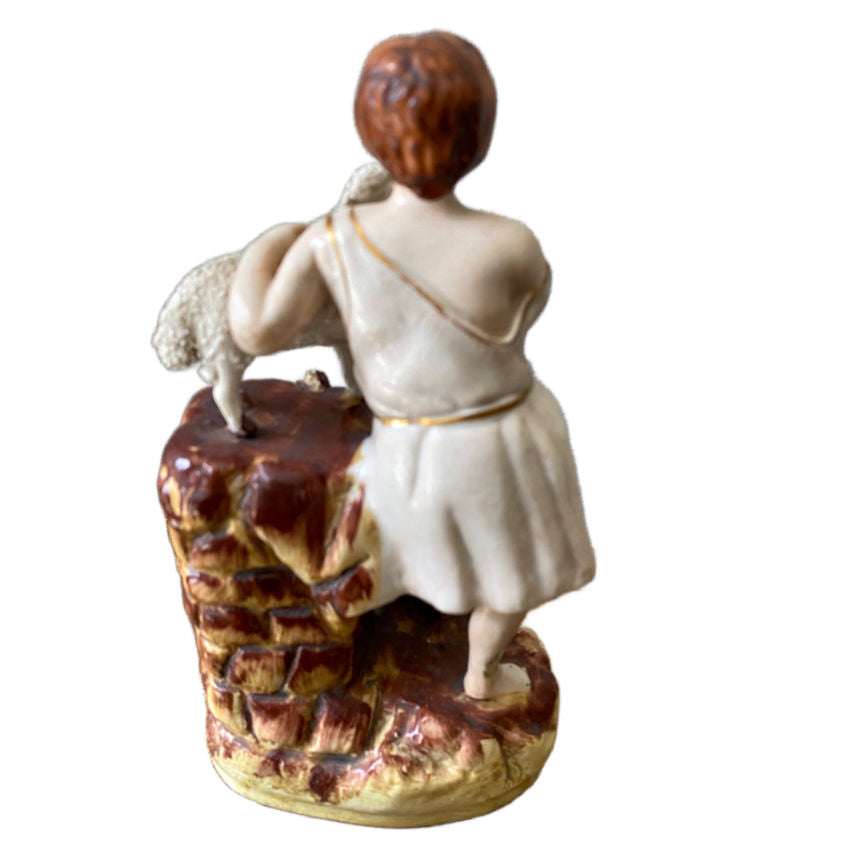 Antique Staffordshire John the Baptist and Lamb of God Figure