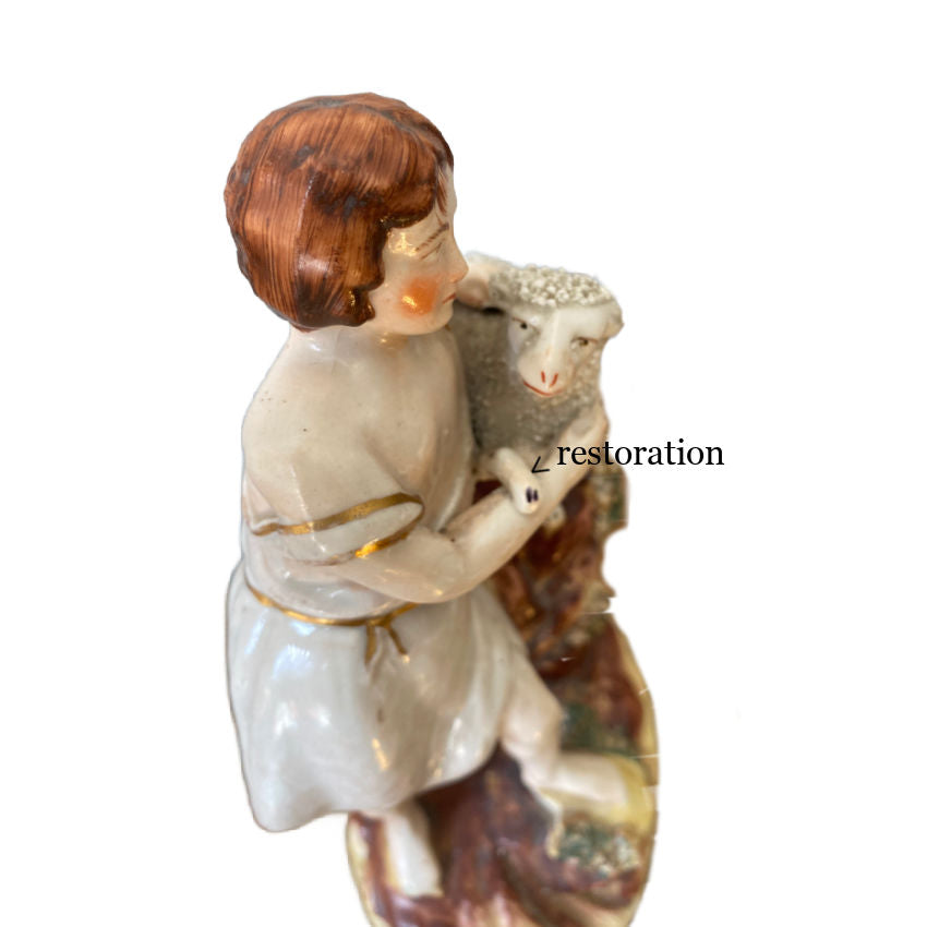 Antique Staffordshire John the Baptist and Lamb of God Figure