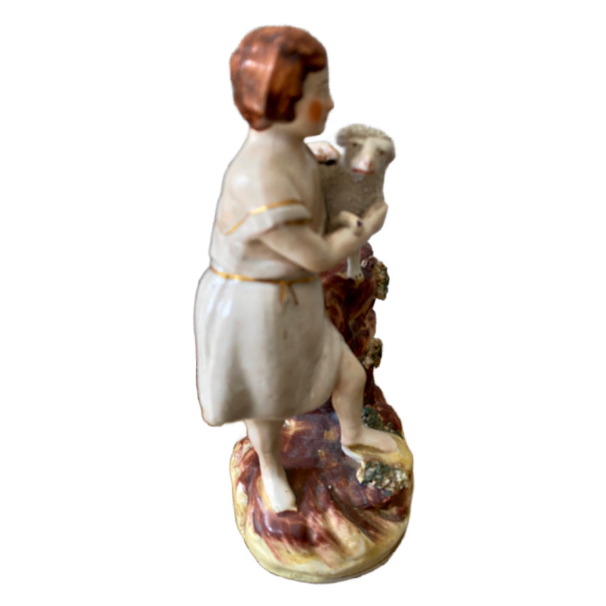 Antique Staffordshire John the Baptist and Lamb of God Figure