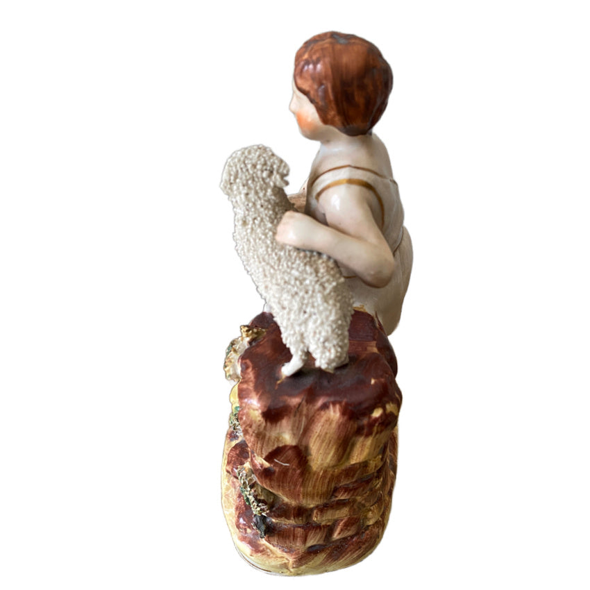 Antique Staffordshire John the Baptist and Lamb of God Figure