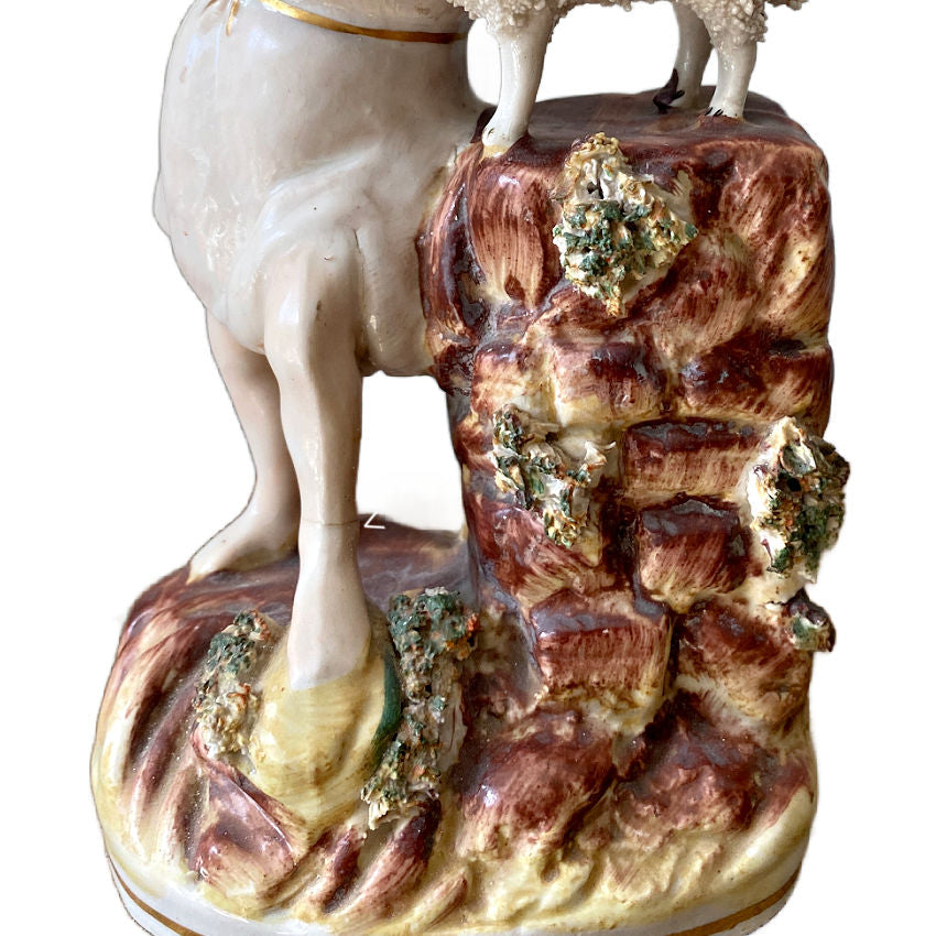 Antique Staffordshire John the Baptist and Lamb of God Figure