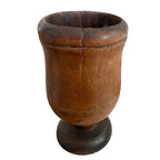 Antique turned wood apothecary mortar with footed base detail very sharp detail of wood cracking 