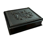 Antique Union case with elegant scrolled pattern, signed James & Co, featuring a single 19th-century woman portrait inside. Collectible photographic case.