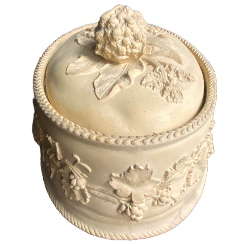 Antique 1881 Wedgwood Caneware Vegetable Tureen, Cauliflower Finial