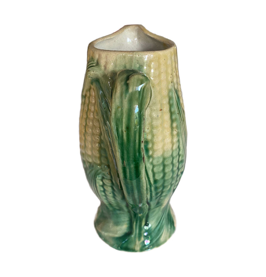 Antique Victorian Majolica Corn Pitcher
