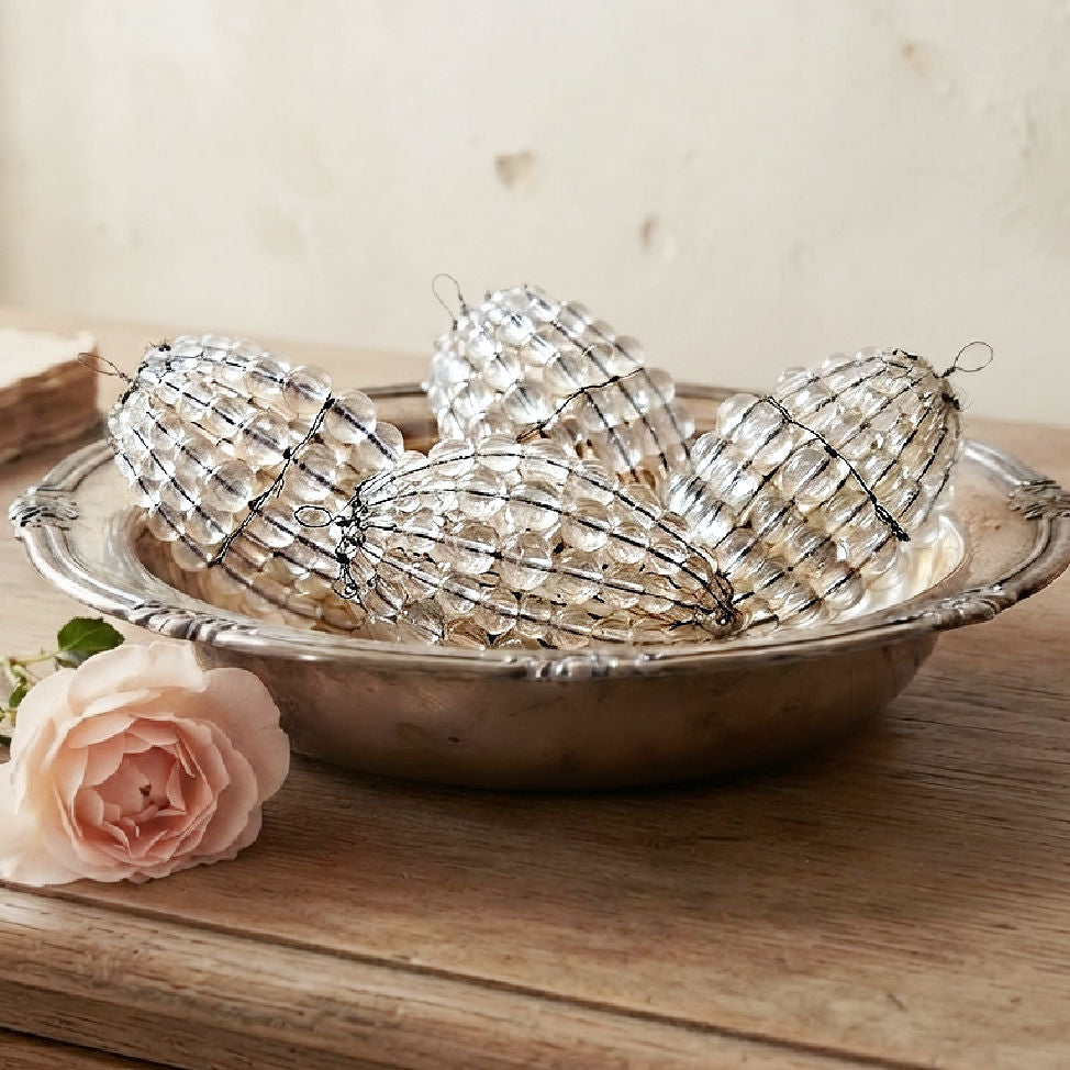 Vintage crystal glass beaded chandelier bulb cover