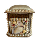 Antique French shellwork box with mirrored side panels back
