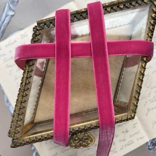 Soft and silky Antoinette Pink Velvet Ribbon 3/8 Inch — Luxury Single Face Velvet Trim, 10 Yards.